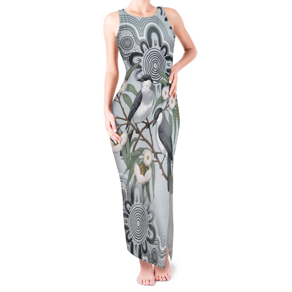 Australia Grey Butcherbird Tank Maxi Dress Eucalyptus Alba Indigenous Art - Aussie Hoodie
