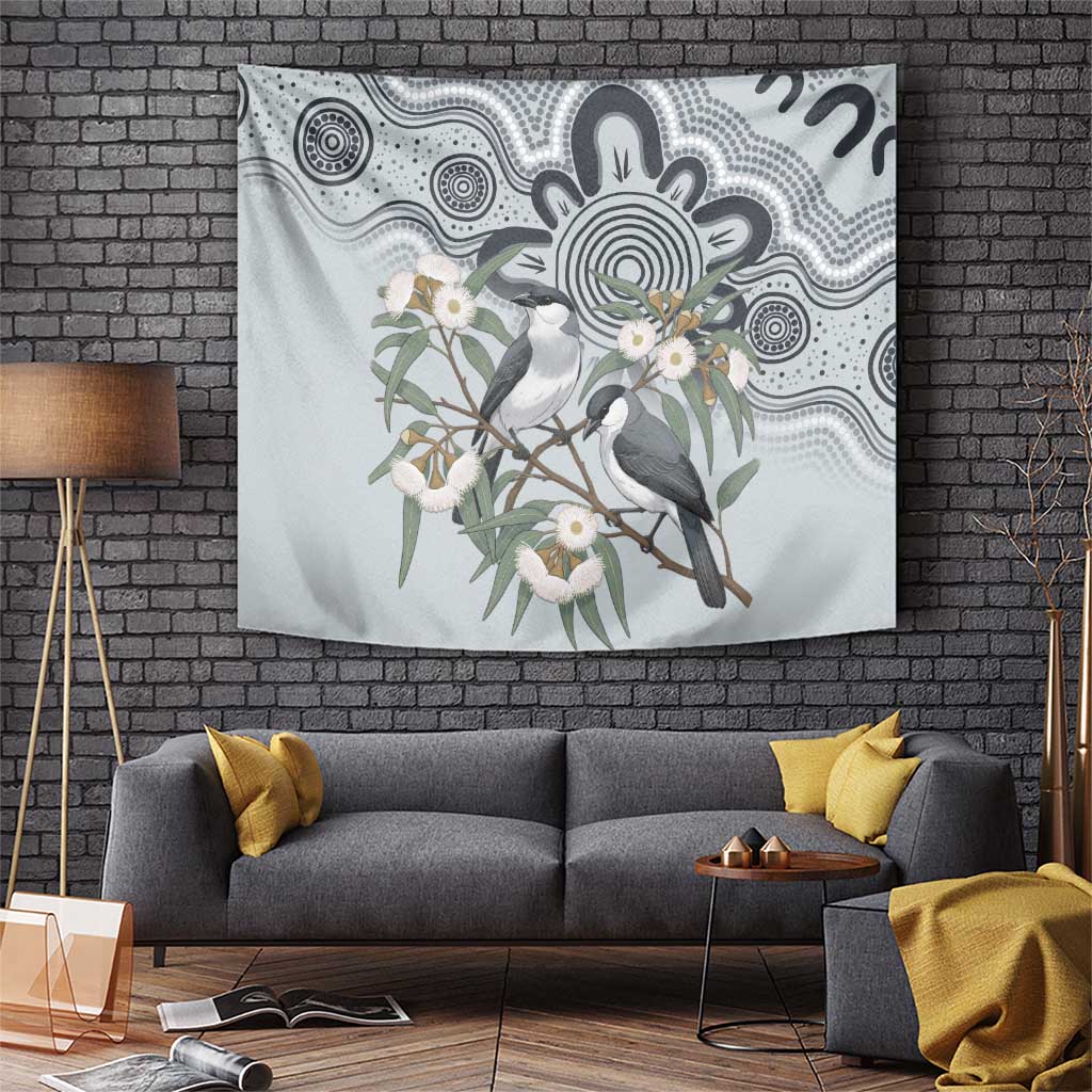 Australia Grey Butcherbird Tapestry Eucalyptus Alba Indigenous Art - Aussie Hoodie