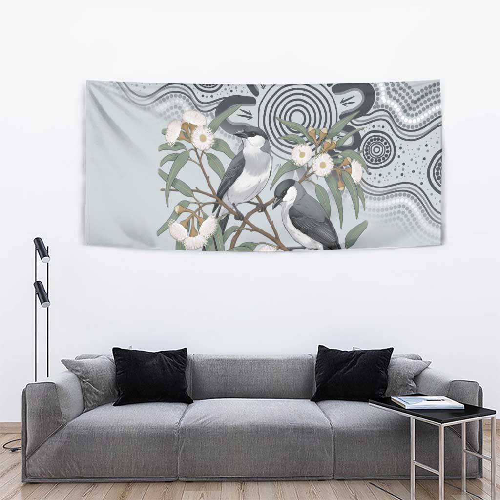 Australia Grey Butcherbird Tapestry Eucalyptus Alba Indigenous Art - Aussie Hoodie
