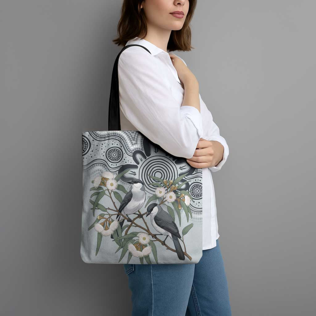 Australia Grey Butcherbird Tote Bag Eucalyptus Alba Indigenous Art - Aussie Hoodie