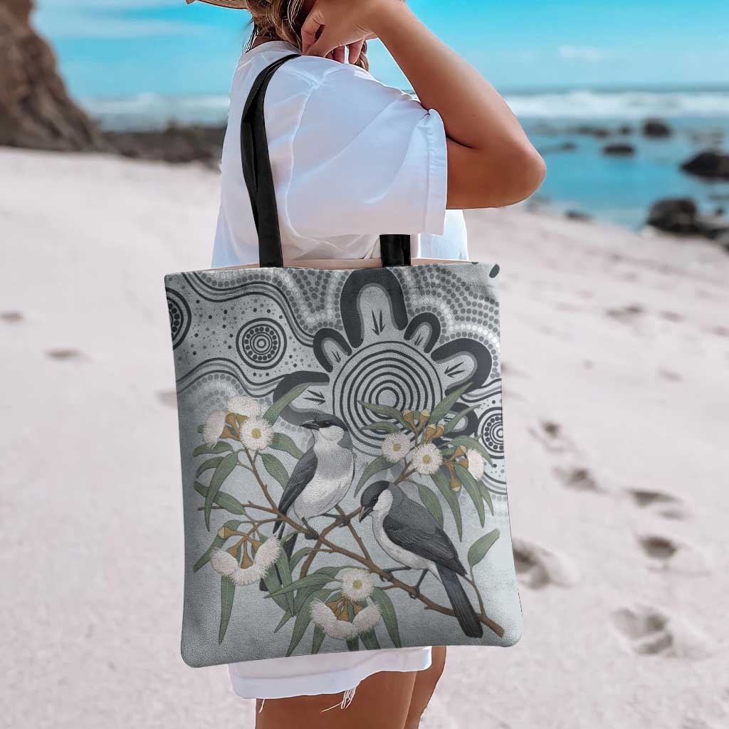Australia Grey Butcherbird Tote Bag Eucalyptus Alba Indigenous Art - Aussie Hoodie