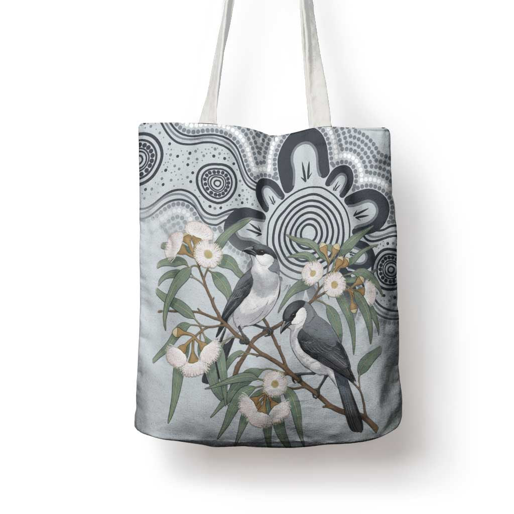 Australia Grey Butcherbird Tote Bag Eucalyptus Alba Indigenous Art - Aussie Hoodie