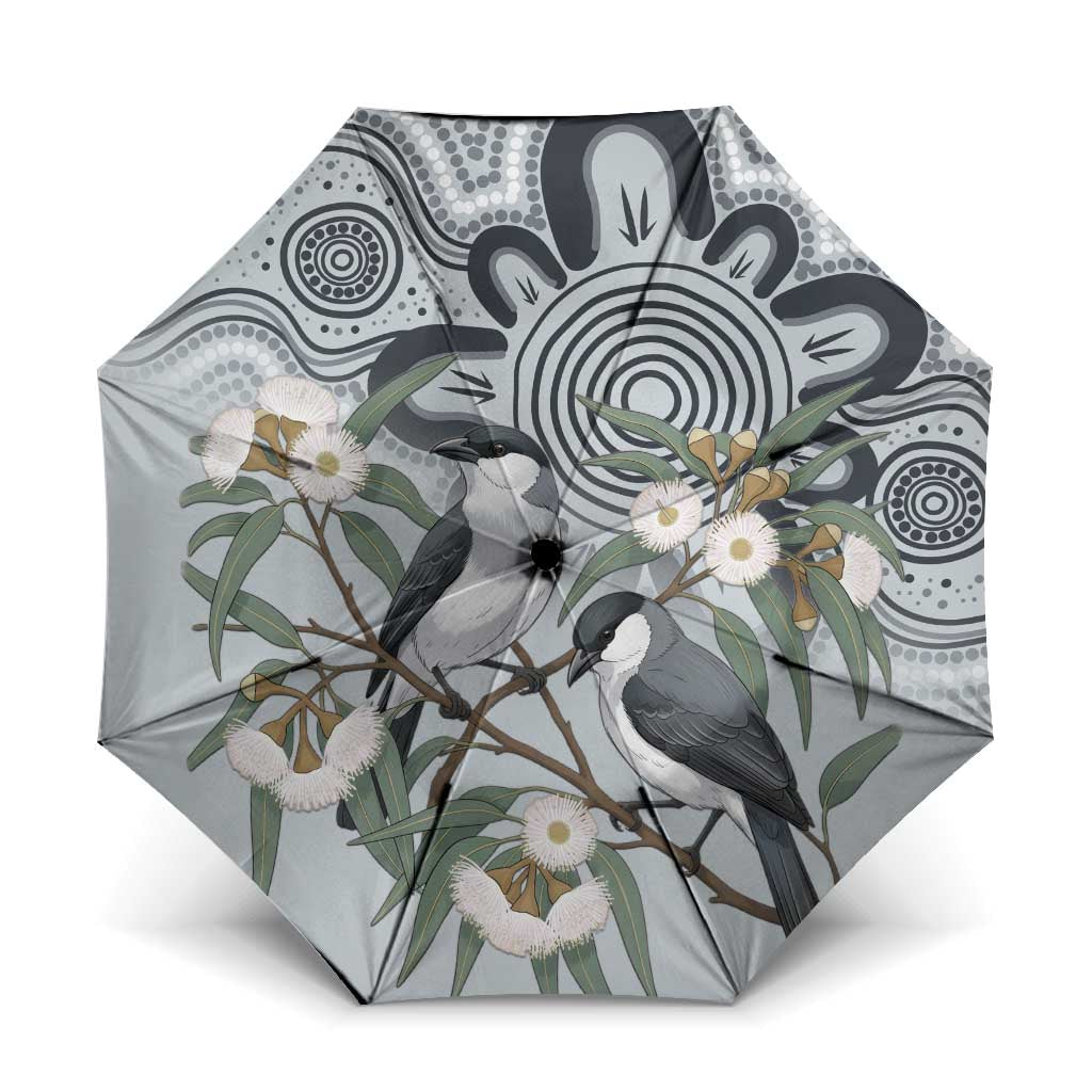 Australia Grey Butcherbird Umbrella Eucalyptus Alba Indigenous Art - Aussie Hoodie