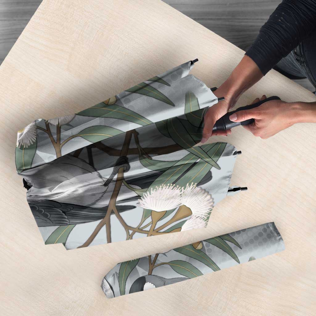 Australia Grey Butcherbird Umbrella Eucalyptus Alba Indigenous Art - Aussie Hoodie