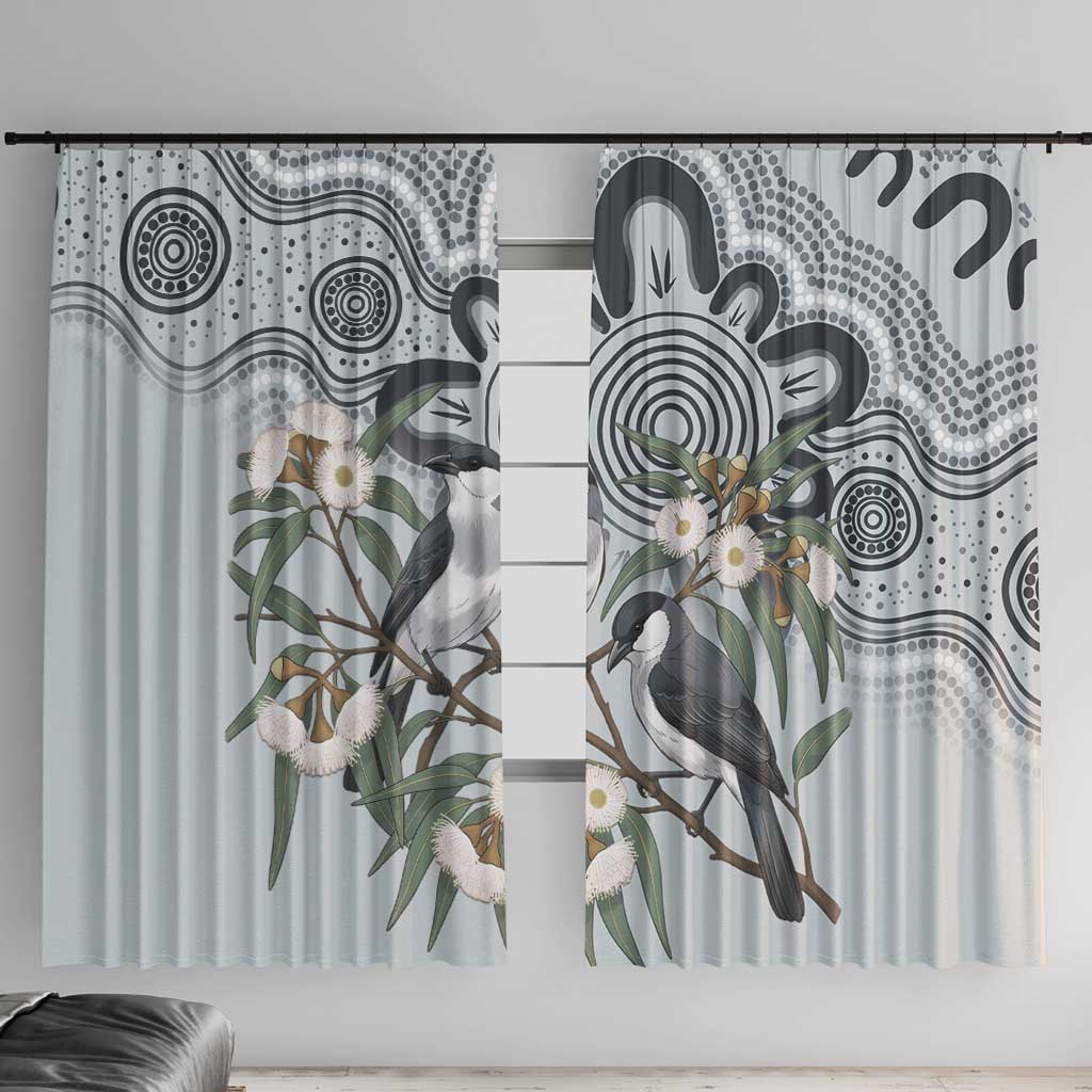 Australia Grey Butcherbird Window Curtain Eucalyptus Alba Indigenous Art - Aussie Hoodie
