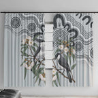 Australia Grey Butcherbird Window Curtain Eucalyptus Alba Indigenous Art - Aussie Hoodie