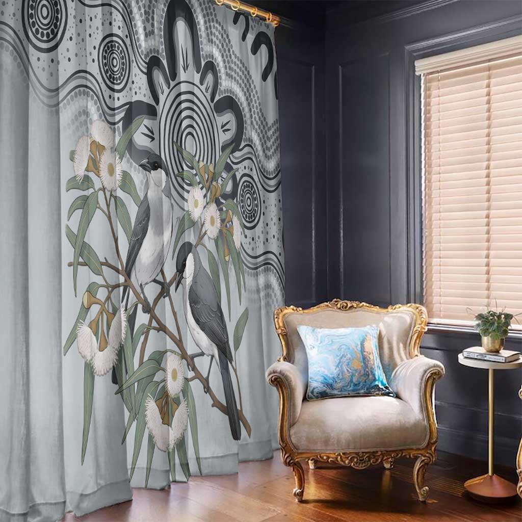 Australia Grey Butcherbird Window Curtain Eucalyptus Alba Indigenous Art - Aussie Hoodie