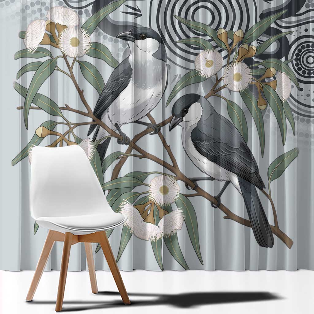 Australia Grey Butcherbird Window Curtain Eucalyptus Alba Indigenous Art - Aussie Hoodie