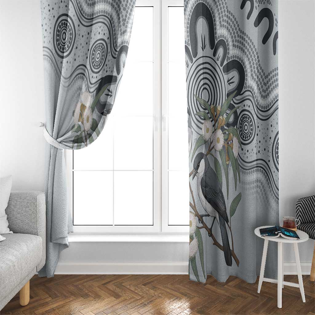 Australia Grey Butcherbird Window Curtain Eucalyptus Alba Indigenous Art - Aussie Hoodie