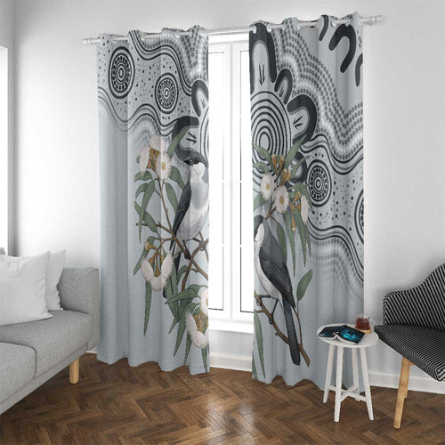 Australia Grey Butcherbird Window Curtain Eucalyptus Alba Indigenous Art - Aussie Hoodie