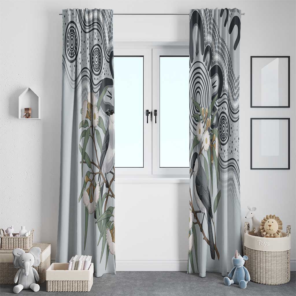 Australia Grey Butcherbird Window Curtain Eucalyptus Alba Indigenous Art - Aussie Hoodie
