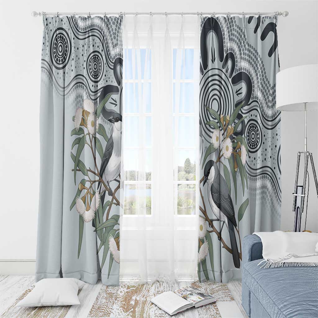 Australia Grey Butcherbird Window Curtain Eucalyptus Alba Indigenous Art - Aussie Hoodie