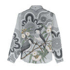 Australia Grey Butcherbird Women Casual Shirt Eucalyptus Alba Indigenous Art - Aussie Hoodie