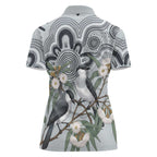 Australia Grey Butcherbird Women Polo Shirt Eucalyptus Alba Indigenous Art - Aussie Hoodie