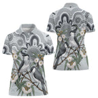 Australia Grey Butcherbird Women Polo Shirt Eucalyptus Alba Indigenous Art - Aussie Hoodie