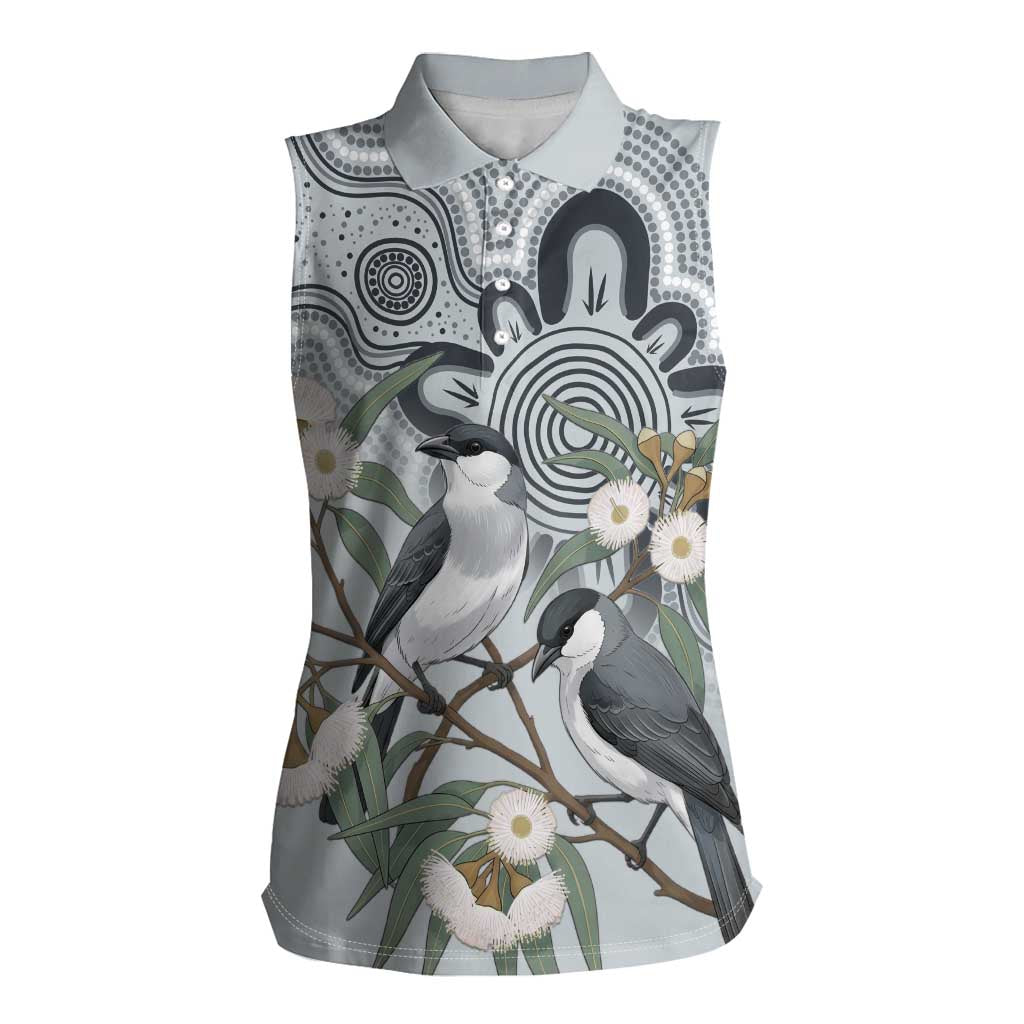Australia Grey Butcherbird Women Sleeveless Polo Shirt Eucalyptus Alba Indigenous Art - Aussie Hoodie