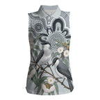 Australia Grey Butcherbird Women Sleeveless Polo Shirt Eucalyptus Alba Indigenous Art - Aussie Hoodie