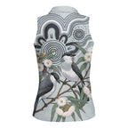 Australia Grey Butcherbird Women Sleeveless Polo Shirt Eucalyptus Alba Indigenous Art - Aussie Hoodie