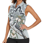 Australia Grey Butcherbird Women Sleeveless Polo Shirt Eucalyptus Alba Indigenous Art - Aussie Hoodie
