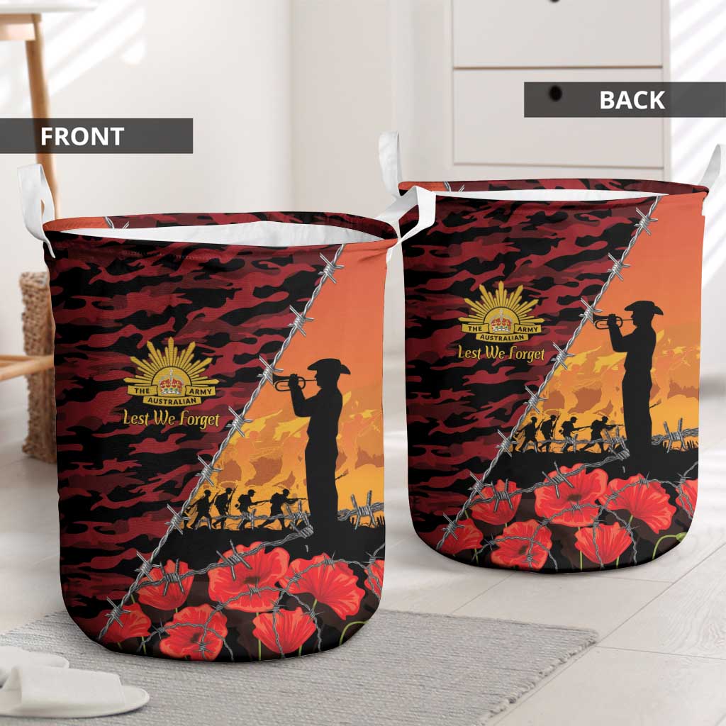 ANZAC Lest We Forget Laundry Basket Australian Army Poppy Tribute