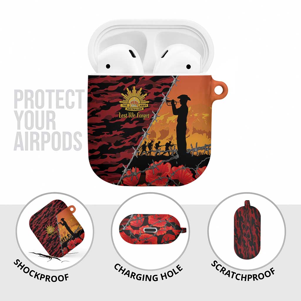 ANZAC Lest We Forget AirPods Case Australian Army Poppy Tribute