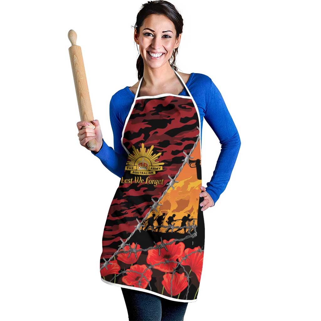 ANZAC Lest We Forget Apron Australian Army Poppy Tribute