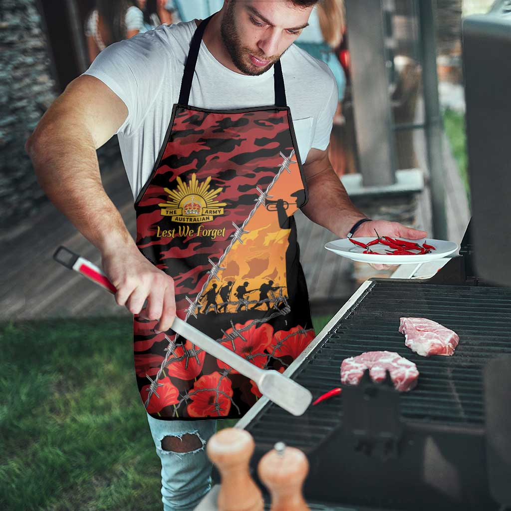 ANZAC Lest We Forget Apron Australian Army Poppy Tribute