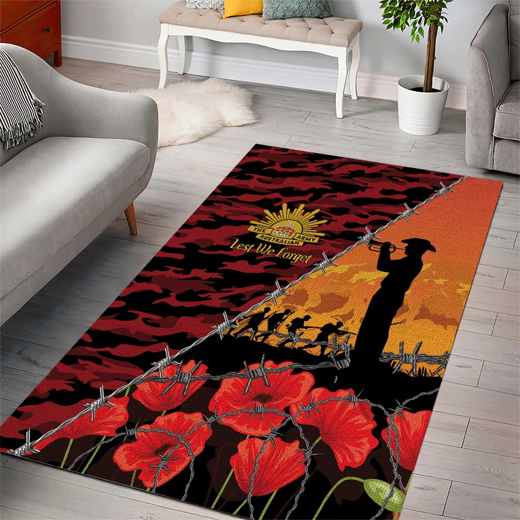 ANZAC Lest We Forget Area Rug Australian Army Poppy Tribute