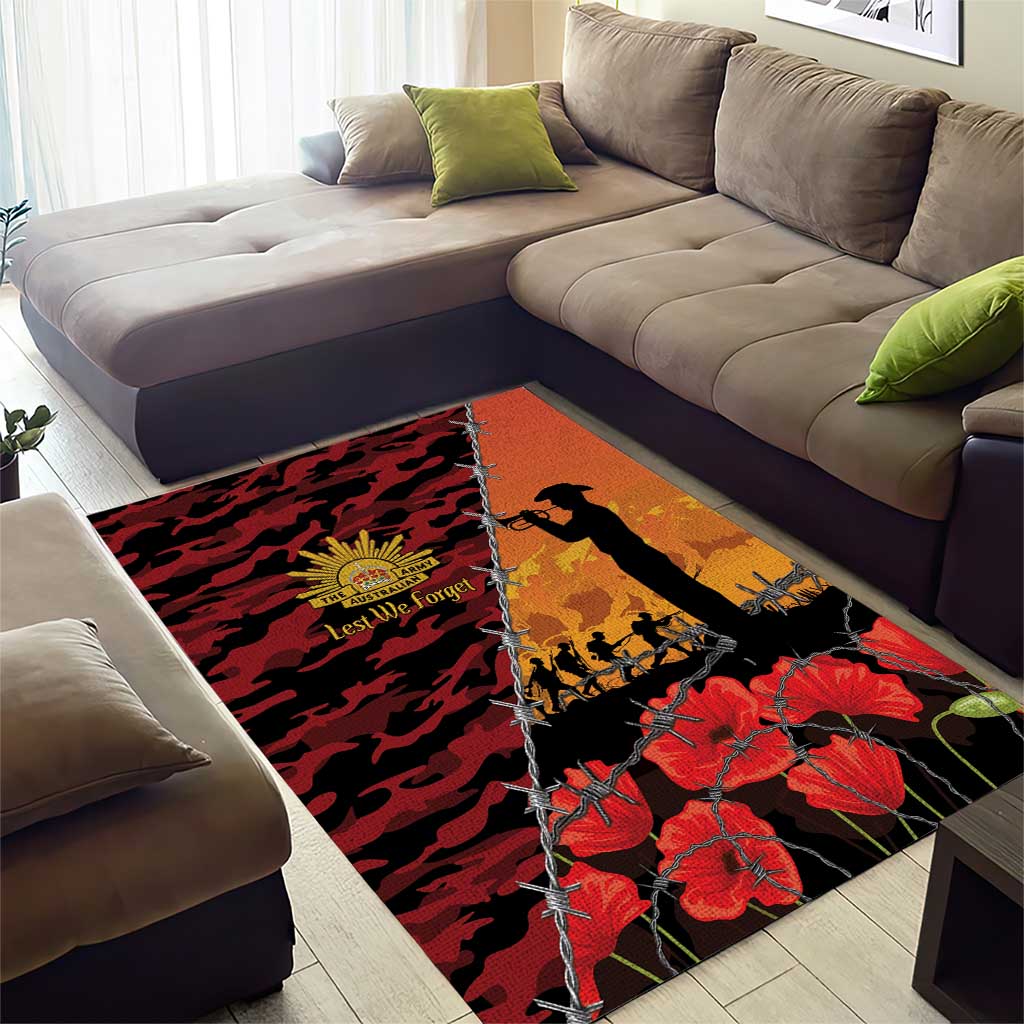 ANZAC Lest We Forget Area Rug Australian Army Poppy Tribute