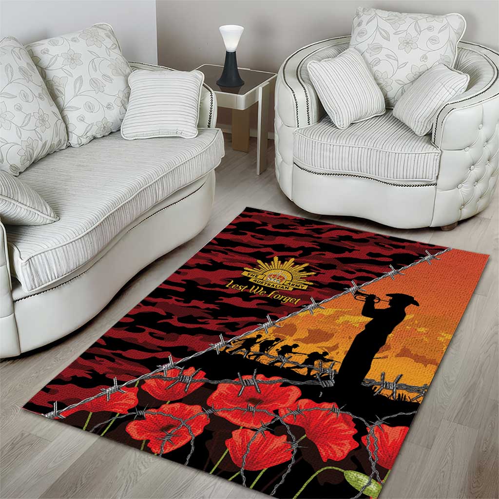 ANZAC Lest We Forget Area Rug Australian Army Poppy Tribute