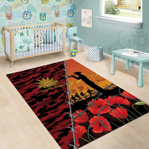 ANZAC Lest We Forget Area Rug Australian Army Poppy Tribute