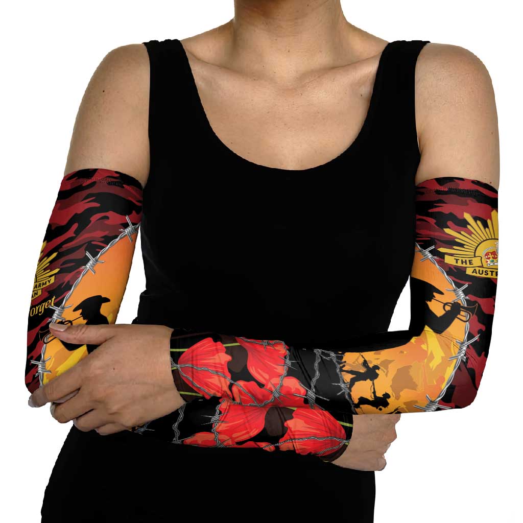 ANZAC Lest We Forget Arm Sleeves Australian Army Poppy Tribute