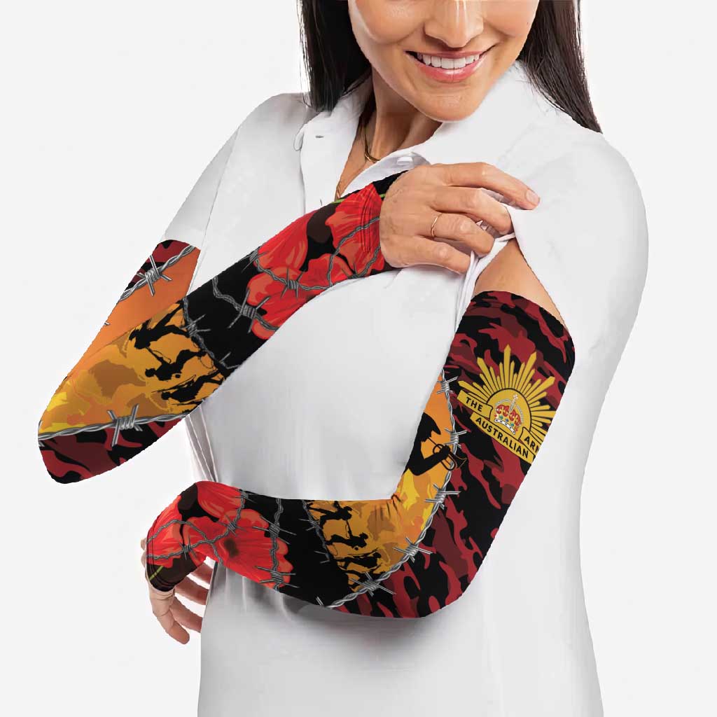 ANZAC Lest We Forget Arm Sleeves Australian Army Poppy Tribute