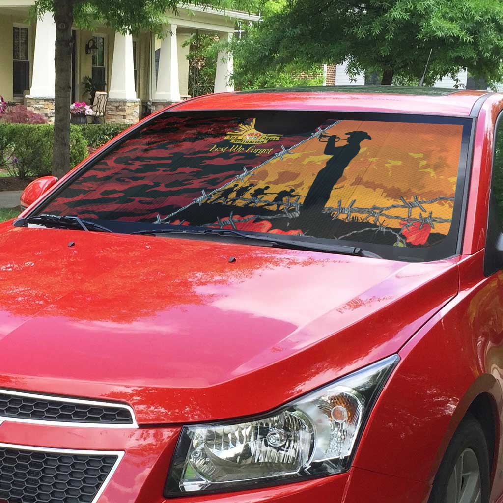 ANZAC Lest We Forget Auto Sun Shade Australian Army Poppy Tribute