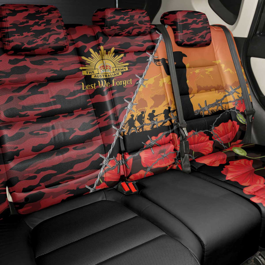 ANZAC Lest We Forget Back Car Seat Cover Australian Army Poppy Tribute