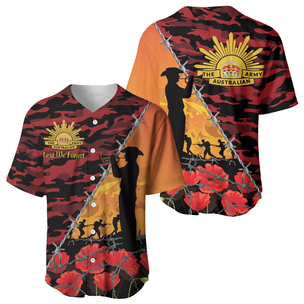 ANZAC Lest We Forget Baseball Jersey Australian Army Poppy Tribute