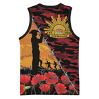 ANZAC Lest We Forget Basketball Jersey Australian Army Poppy Tribute