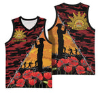 ANZAC Lest We Forget Basketball Jersey Australian Army Poppy Tribute