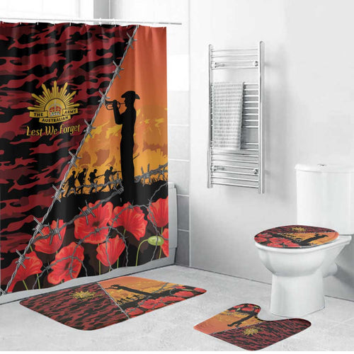 ANZAC Lest We Forget Bathroom Set Australian Army Poppy Tribute