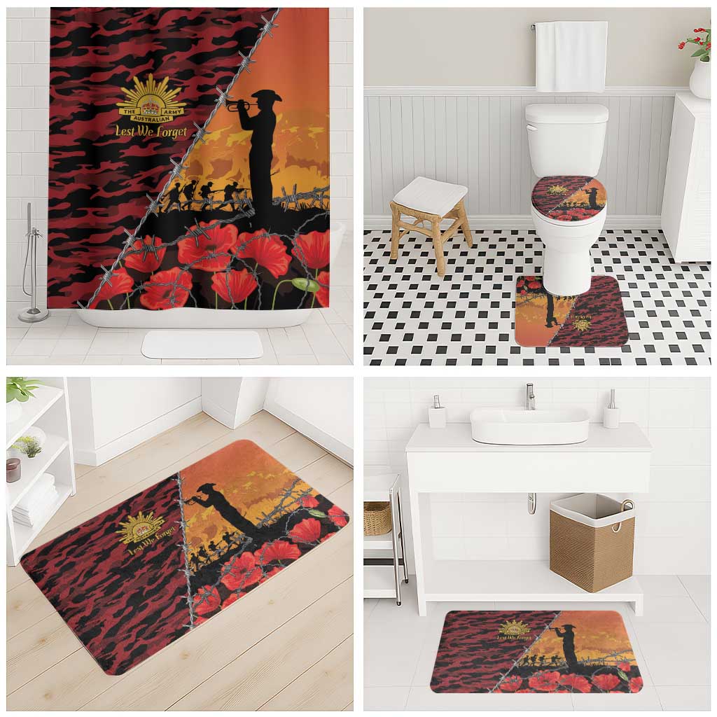 ANZAC Lest We Forget Bathroom Set Australian Army Poppy Tribute