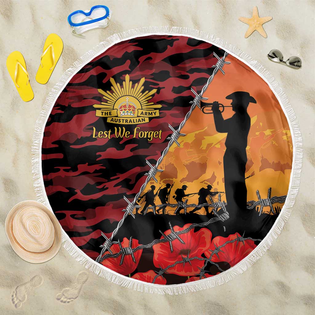 ANZAC Lest We Forget Beach Blanket Australian Army Poppy Tribute