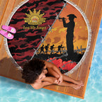 ANZAC Lest We Forget Beach Blanket Australian Army Poppy Tribute