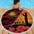 ANZAC Lest We Forget Beach Blanket Australian Army Poppy Tribute