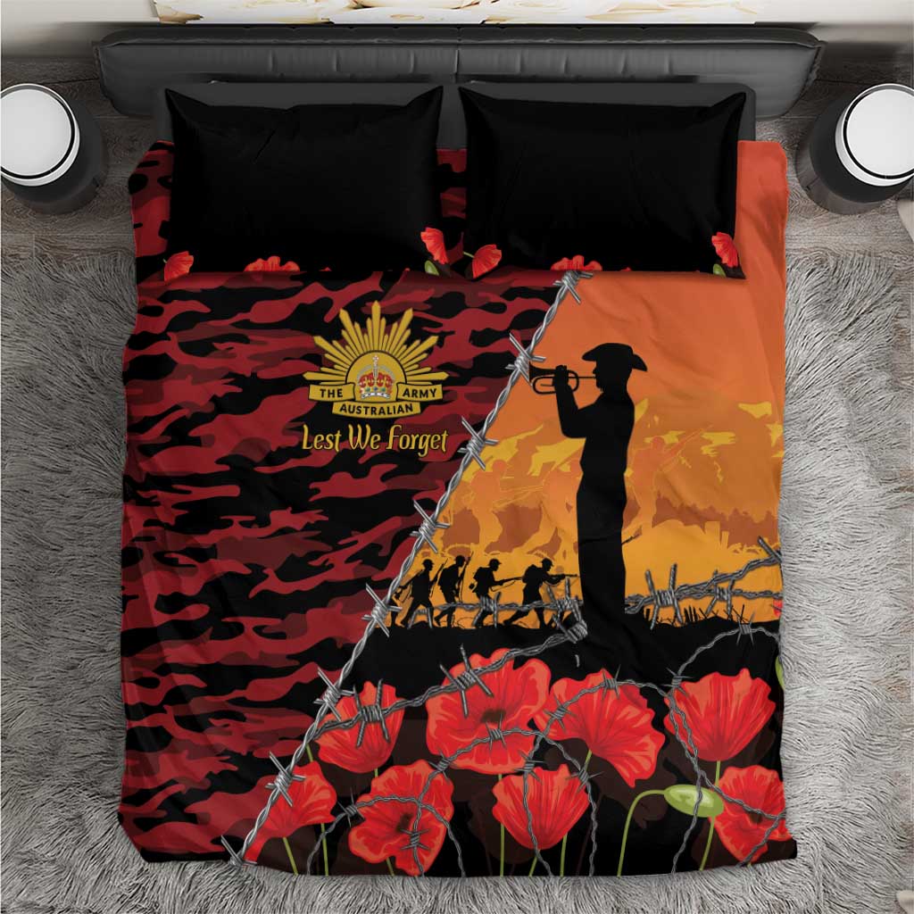 ANZAC Lest We Forget Bedding Set Australian Army Poppy Tribute