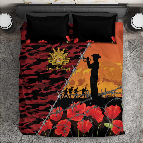 ANZAC Lest We Forget Bedding Set Australian Army Poppy Tribute