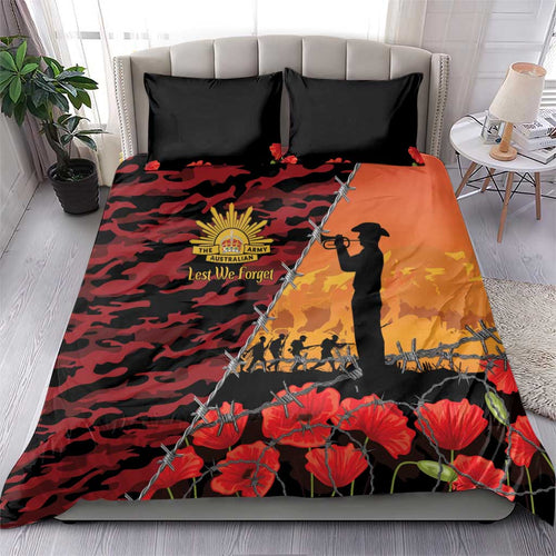 ANZAC Lest We Forget Bedding Set Australian Army Poppy Tribute