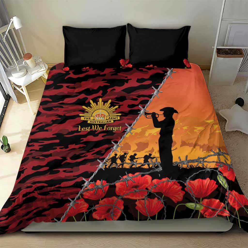 ANZAC Lest We Forget Bedding Set Australian Army Poppy Tribute
