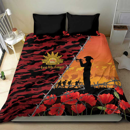 ANZAC Lest We Forget Bedding Set Australian Army Poppy Tribute