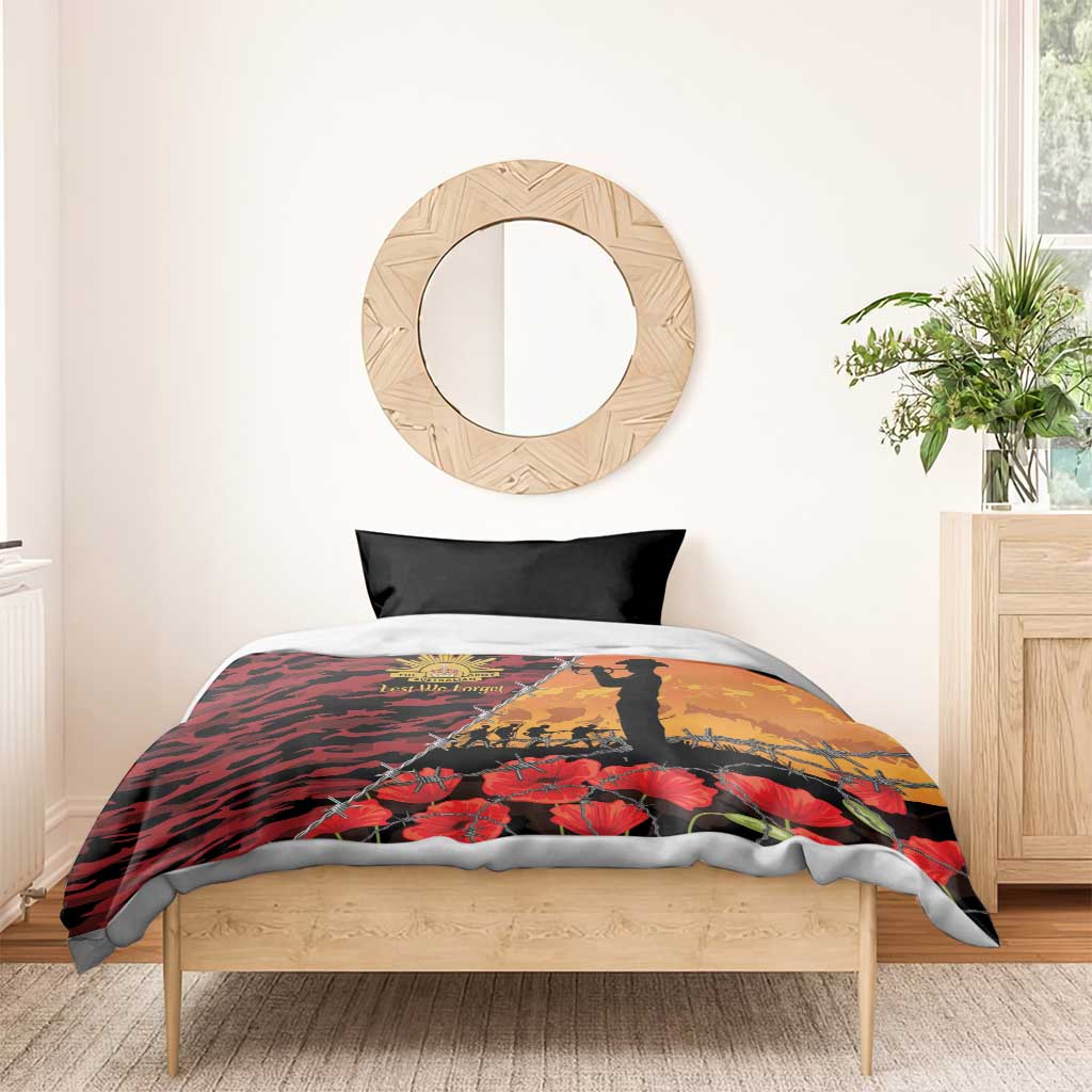 ANZAC Lest We Forget Bedding Set Australian Army Poppy Tribute