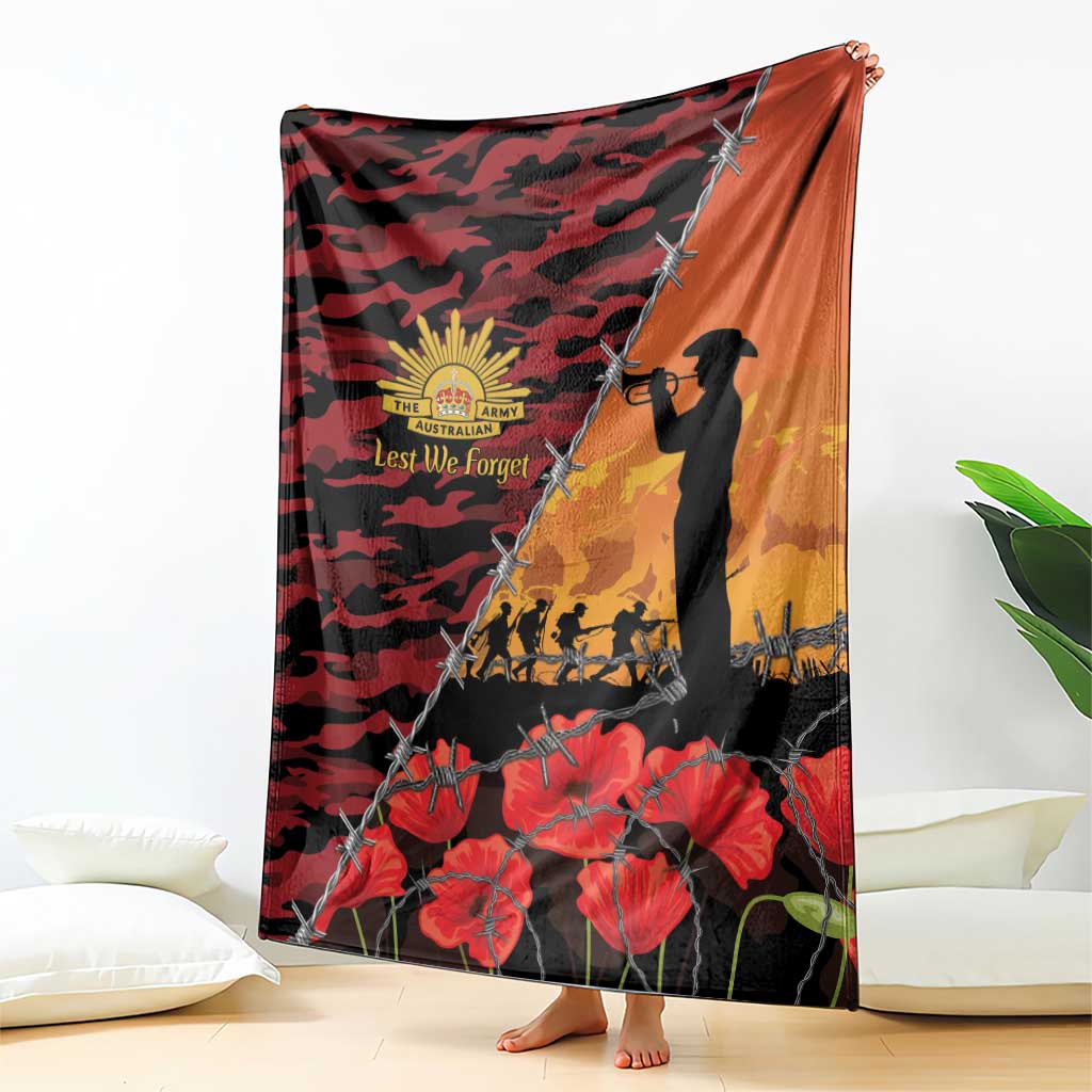 ANZAC Lest We Forget Blanket Australian Army Poppy Tribute